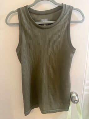 Athleta Ribbed Olive Green Tank